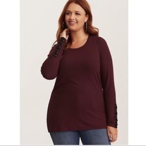 Torrid Purple Ribbed Top with Lace Up Sleeves Size 4